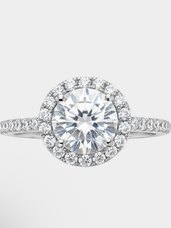 Moissanite Dreams Jewelry - 2.5 Carat Moissanite Halo Sterling Silver Engagement Ring with GRA NWT Gift Box